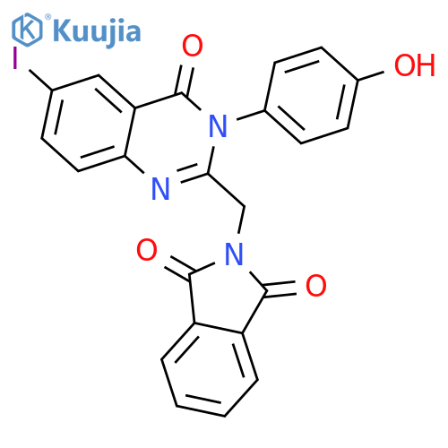 2-{[3-(4-hydroxyphenyl)-6-iodo-4-oxo-3,4-dihydroquinazolin-2-yl]methyl}-1H-isoindole-1,3(2H)-dione structure
