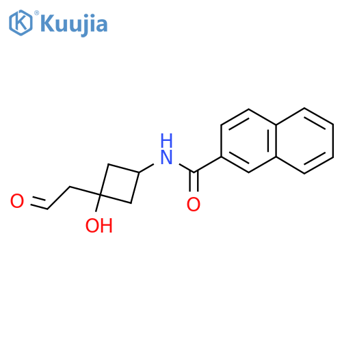 N-[3-Hydroxy-3-(2-oxoethyl)cyclobutyl]naphthalene-2-carboxamide structure