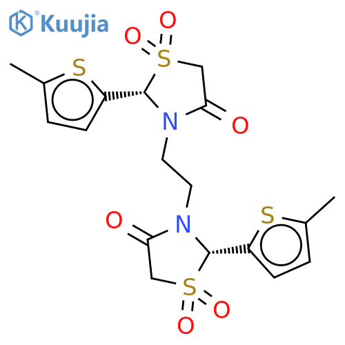 (2S,2'S)-3,3'-ethane-1,2-diylbis[2-(5-methylthiophen-2-yl)-1,3-thiazolidin-4-one] 1,1,1',1'-tetraoxide structure