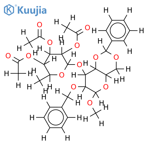 Me glycoside,4,6-O-benzylidene,2-benzyl,2',3',4'-tri-Ac-beta-Pyranose-3-O-alpha-L-Rhamnopyranosyl-D-galactose structure