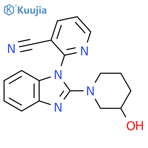 2-(2-(3-Hydroxypiperidin-1-yl)-1H-benzo[d]imidazol-1-yl)nicotinonitrile structure