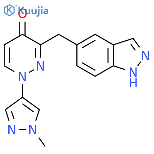 3-(1H-Indazol-5-ylmethyl)-1-(1-methyl-1H-pyrazol-4-yl)pyridazin-4(1H)-one structure