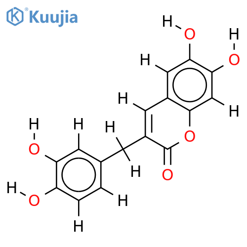 3-(3',4'-dihydroxybenzyl)-6,7-dihydroxycoumarin structure