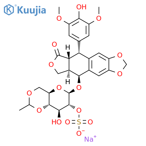 Furo[3',4':6,7]naphtho[2,3-d]-1,3-dioxol-6(5aH)-one,9-[[4,6-O-(1R)-ethylidene-2-O-sulfo-b-D-glucopyranosyl]oxy]-5,8,8a,9-tetrahydro-5-(4-hydroxy-3,5-dimethoxyphenyl)-,monosodium salt, (5R,5aR,8aR,9S)- (9CI) structure