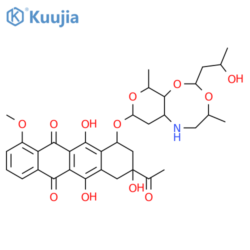5,12-Naphthacenedione, 8-acetyl-7,8,9,10-tetrahydro-6,8,11-trihydroxy-1-methoxy-10-[[octahydro-2-(2-hydroxypropyl)-4,10-dimethylpyrano[3,4-d]-1,3,6-dioxazocin-8-yl]oxy]- (9CI) structure