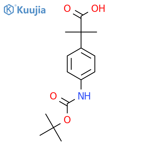 2-(4-{(tert-butoxy)carbonylamino}phenyl)-2-methylpropanoic acid structure