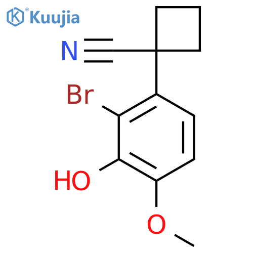 1-(2-bromo-3-hydroxy-4-methoxyphenyl)cyclobutane-1-carbonitrile structure
