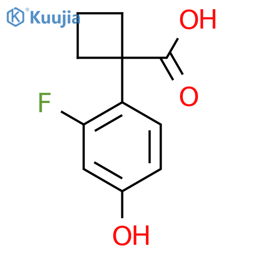 1-(2-fluoro-4-hydroxyphenyl)cyclobutane-1-carboxylic acid structure