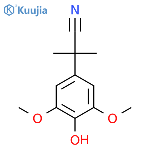 2-(4-hydroxy-3,5-dimethoxyphenyl)-2-methylpropanenitrile structure