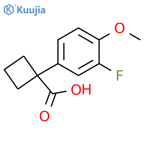 1-(3-fluoro-4-methoxyphenyl)cyclobutane-1-carboxylic acid structure