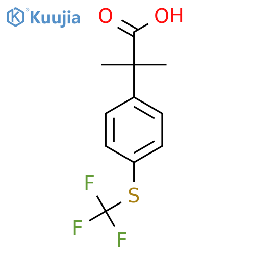 2-methyl-2-{4-(trifluoromethyl)sulfanylphenyl}propanoic acid structure