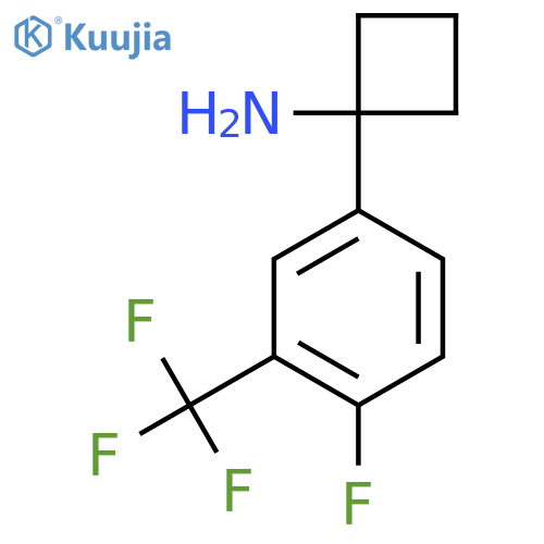 1-4-fluoro-3-(trifluoromethyl)phenylcyclobutan-1-amine structure