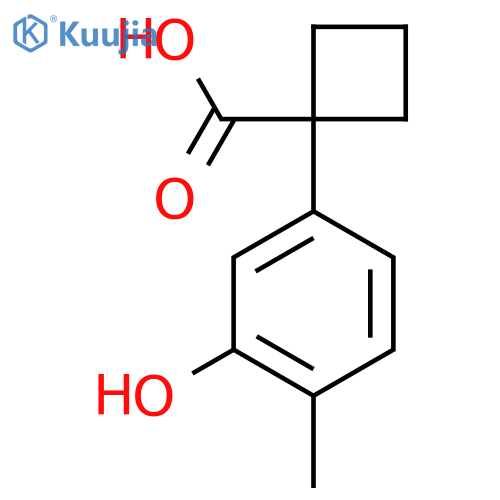 1-(3-hydroxy-4-methylphenyl)cyclobutane-1-carboxylic acid structure