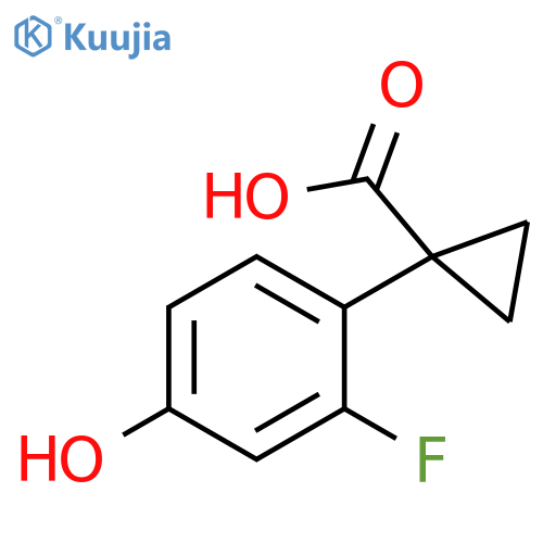 1-(2-fluoro-4-hydroxyphenyl)cyclopropane-1-carboxylic acid structure