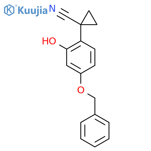 1-4-(benzyloxy)-2-hydroxyphenylcyclopropane-1-carbonitrile structure