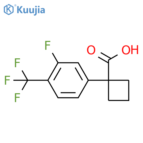 1-3-fluoro-4-(trifluoromethyl)phenylcyclobutane-1-carboxylic acid structure