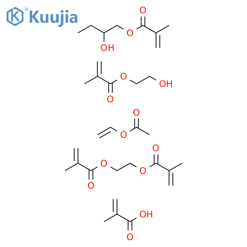 2-Propenoic acid, 2-methyl-, polymer with 1,1'-(1,2-ethanediyl) bis(2-methyl-2-propenoate), ethenyl acetate, 2-hydroxybutyl 2-methyl-2-propenoate and 2-hydroxyethyl 2-methyl-2-propenoate structure