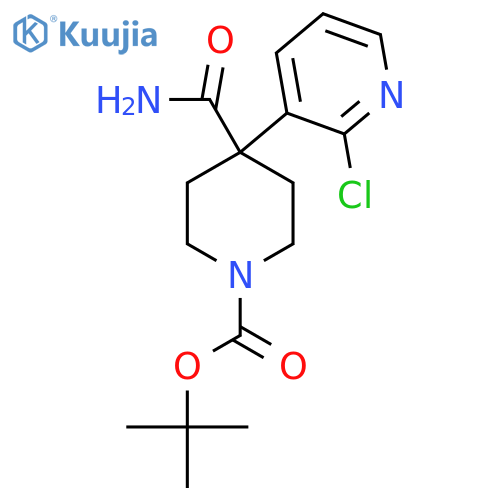 1-Piperidinecarboxylic acid, 4-(aminocarbonyl)-4-(2-chloro-3-pyridinyl)-, 1,1-dimethylethyl ester structure