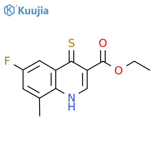 6-Fluoro-8-methyl-4-thioxo-1,4-dihydro-quinoline-3-carboxylic acid ethyl ester structure