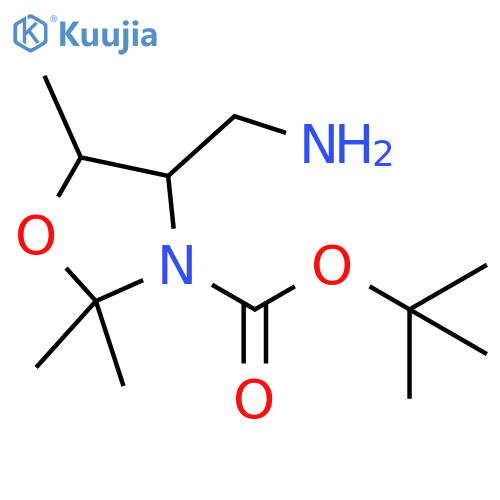 tert-butyl 4-(aminomethyl)-2,2,5-trimethyl-1,3-oxazolidine-3-carboxylate structure