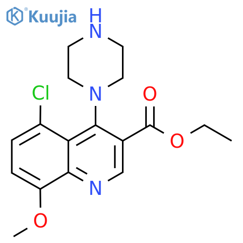 Ethyl 5-chloro-8-methoxy-4-(piperazin-1-yl)quinoline-3-carboxylate structure