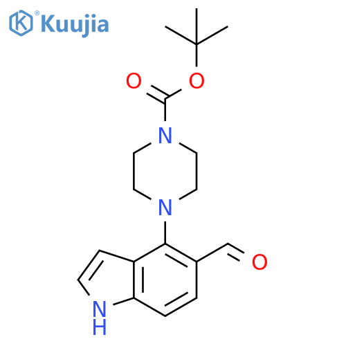tert-butyl 4-(5-formyl-1H-indol-4-yl)-piperazine-1-carboxylate structure