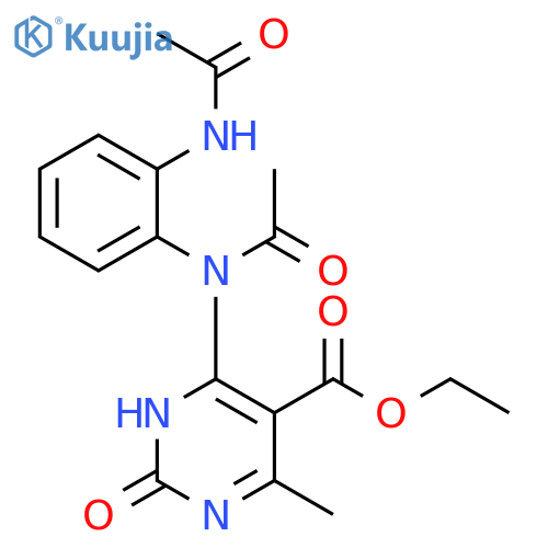 5-Pyrimidinecarboxylic acid, 6-[acetyl[2-(acetylamino)phenyl]amino]-1,2-dihydro-4-methyl-2-oxo-, ethyl ester structure