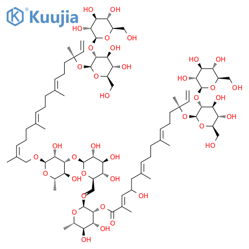 b-D-Glucopyranoside,(1S,4E,8E,12Z)-14-[[O-6-deoxy-2-O-[(2E,4R,6E,10E,14S)-14-[(2-O-b-D-glucopyranosyl-b-D-glucopyranosyl)oxy]-4-hydroxy-2,6,10,14-tetramethyl-1-oxo-2,6,10,15-hexadecatetraen-1-yl]-a-L-mannopyranosyl-(1&reg;4)-O-[6-deoxy-a-L-mannopyranosyl-(1&reg;6)]-b-D-glucopyranosyl]oxy]-1-ethenyl-1,5,9,13-tetramethyl-4,8,12-tetradecatrien-1-yl2-O-b-D-glucopyranosyl- structure