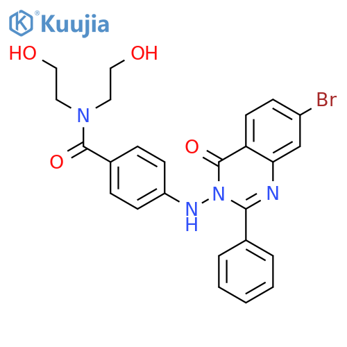 Benzamide,4-[(7-bromo-4-oxo-2-phenyl-3(4H)-quinazolinyl)amino]-N,N-bis(2-hydroxyethyl)- structure