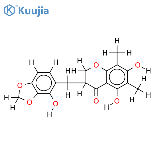 2,3-Dihydro,3',4'-methylene ether-5,7-Dihydroxy-6,8-dimethyl-3-(2,3,4-trihydroxybenzyl)chromone structure