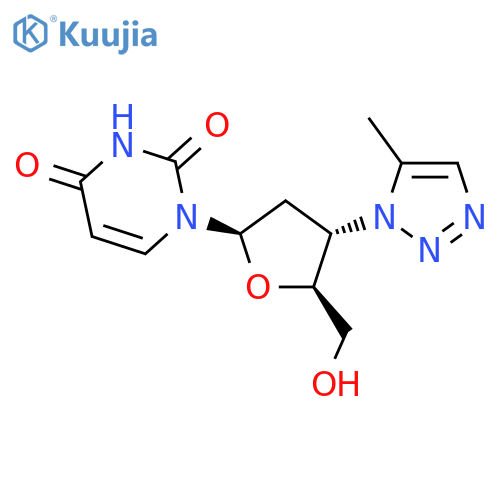 Uridine,2',3'-dideoxy-3'-(5-methyl-1H-1,2,3-triazol-1-yl)- (9CI) structure