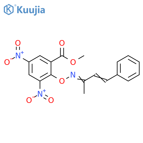 Benzoic acid,2-[[(1-methyl-3-phenyl-2-propenylidene)amino]oxy]-3,5-dinitro-, methylester structure