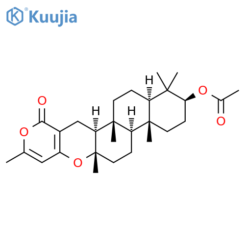 (2S,4aR,4bR,6aS,12aS,12bR,14aR)-2-(acetyloxy)-2,3,4,4a,4b,5,6,6a,12,12a,12b,13,14,14a-tetradecahydro-1,1,4a,6a,9,12b-hexamethyl-1H,11H-phenanthro[2,1-b]pyrano[3,4-e]pyran-11-one structure