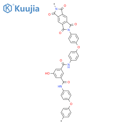Poly[(5,7-dihydro-1,3,5,7-tetraoxobenzo[1,2-c:4,5-c']dipyrrole-2,6(1H,3H)-diyl)-1,4-phenyleneoxy-1,4-phenyleneiminocarbonyl(5-hydroxy-1,3-phenylene)carbonylimino-1,4-phenyleneoxy-1,4-phenylene] structure