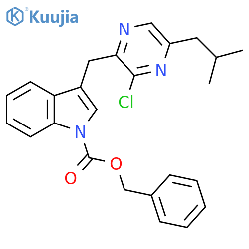 1H-Indole-1-carboxylic acid,3-[[3-chloro-5-(2-methylpropyl)pyrazinyl]methyl]-, phenylmethyl ester structure