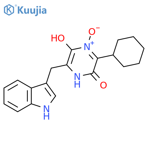 2(1H)-Pyrazinone, 3-cyclohexyl-5-hydroxy-6-(1H-indol-3-ylmethyl)-,4-oxide structure