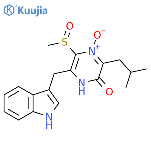 2(1H)-Pyrazinone,6-(1H-indol-3-ylmethyl)-3-(2-methylpropyl)-5-(methylsulfinyl)-, 4-oxide structure