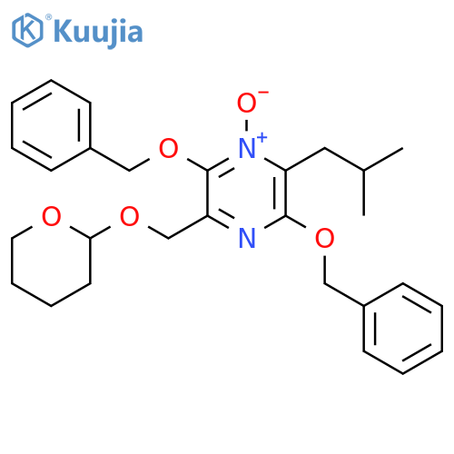 Pyrazine, 2-(2-methylpropyl)-3,6-bis(phenylmethoxy)-5-[[(tetrahydro-2H-pyran-2-yl)oxy]methyl]-, 1-oxide structure