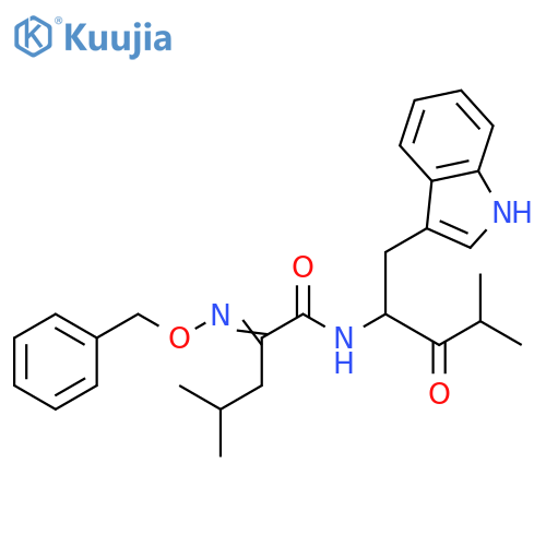 Pentanamide,N-[1-(1H-indol-3-ylmethyl)-3-methyl-2-oxobutyl]-4-methyl-2-[(phenylmethoxy)imino]- structure