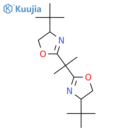 (4R)-4-tert-butyl-2-[1-[(4R)-4-tert-butyl-4,5-dihydrooxazol-2-yl]-1-methyl-ethyl]-4,5-dihydrooxazole structure