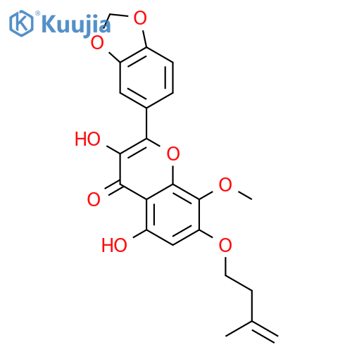3,5-dihydroxy-7-isopentenyloxy-8-methoxy-3',4'-methylenedioxyflavone structure