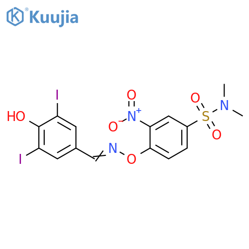 Benzenesulfonamide,4-[[[(4-hydroxy-3,5-diiodophenyl)methylene]amino]oxy]-N,N-dimethyl-3-nitro- structure