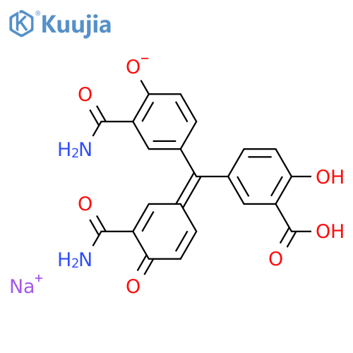 Sodium;2-carbamoyl-4-[(3-carbamoyl-4-oxocyclohexa-2,5-dien-1-ylidene)-(3-carboxy-4-hydroxyphenyl)methyl]phenolate structure