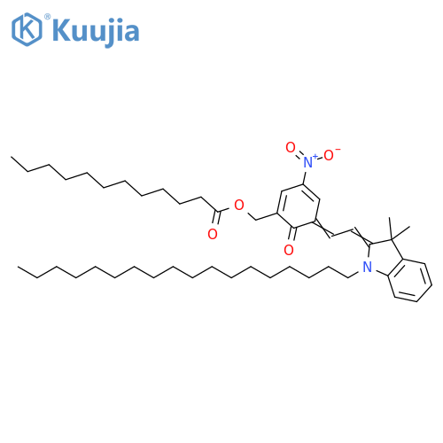 Dodecanoic acid, [5-[2-(1,3-dihydro-3,3-dimethyl-1-octadecyl-2H-indol-2-ylidene)ethylidene]-3-nitro-6-oxo-1,3-cyclohexadien-1-yl]methyl ester structure