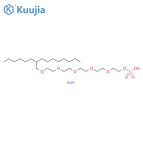 3,6,9,12,15-Pentaoxapentacosan-1-ol, 17-hexyl-, 1-(hydrogen sulfate), sodium salt (1:1) structure