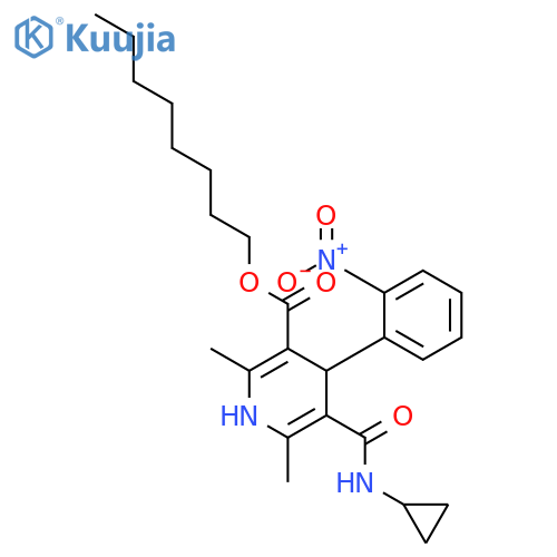 3-Pyridinecarboxylicacid,5-[(cyclopropylamino)carbonyl]-1,4-dihydro-2,6-dimethyl-4-(2-nitrophenyl)-,octyl ester structure