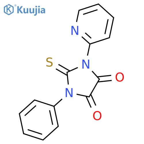 1-phenyl-3-pyridin-2-yl-2-thioxoimidazolidine-4,5-dione structure