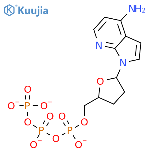 triphosphoric acid, mono[[(2S,5R)-5-(4-amino-1H-pyrrolo[2,3-b]pyridin-1-yl)tetrahydro-2-furanyl]methyl] ester structure