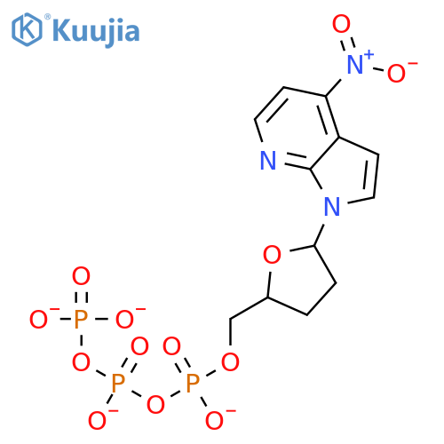 triphosphoric acid, mono[[(2S,5R)-tetrahydro-5-(4-nitro-1H-pyrrolo[2,3-b]pyridin-1-yl)-2-furanyl]methyl] ester structure