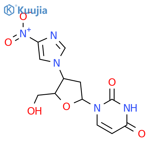 2',3'-dideoxy-3'-(4-nitro-1H-imidazol-1-yl)uridine structure